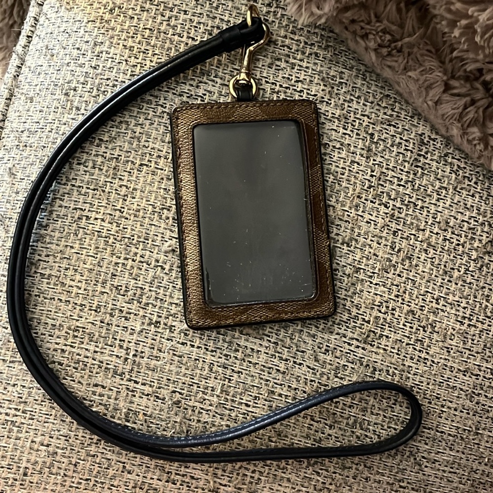 Coach navy blue ID lanyard